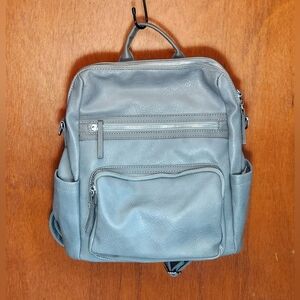 Gray Faux Leather Backpack